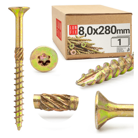 Wkręty ciesielskie stożkowe 8x280 do drewna KMWHT 1szt.