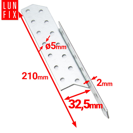 Łącznik krokwiowy LK4 ciesielski 210x32,5 mm PRAWY 50szt.