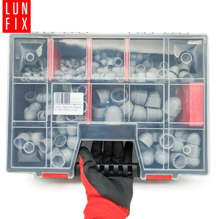 245 el. zestaw maskownic szarych M5-M20 + organizer