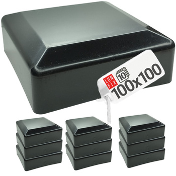 Nasadka na słupek 100x100 mm czarna daszek 10szt.