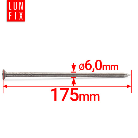 Gwoździe budowlane 6x175 mm 7 cali czarne 5kg