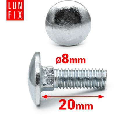 Śruby zamkowe M8x20mm ocynkowane łeb grzybkowy 1kg