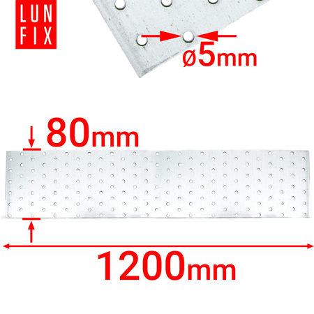Płytka perforowana 1200x80x2 PP93 łącznik ciesielski płaski 1szt.