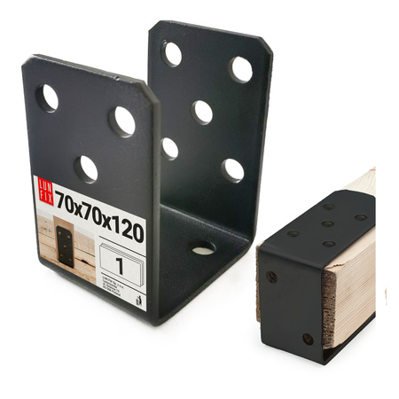 Podstawa słupa czarna typu U 70x120mm kotwa do przykręcania