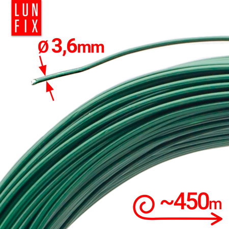 Drut ocynkowany powlekany +PCV zielony d/3,6 20kg