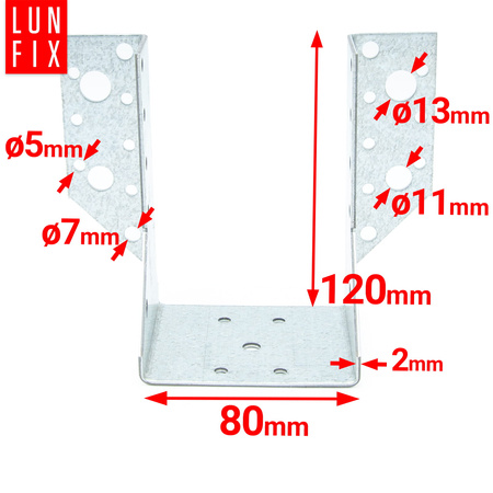 Wieszak belki 80x120 mm wspornik łącznik WB80