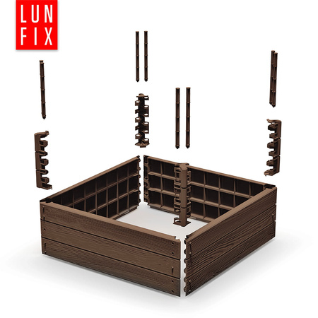 Grządka wysoka - 75x75x25 - Base Woody - brąz