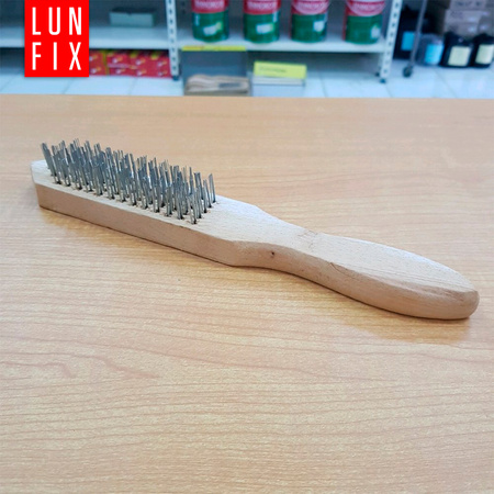 Szczotka druciana drewniana ręczna 5 rzędów 27cm