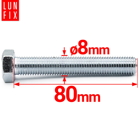 Śruba M08-080 ocynk DIN 933 kl 8.8 (1kg)
