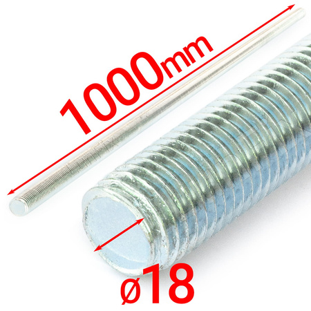 Pręt gwint. 4.8 ocynk zestaw M18x1000 (10szt.)