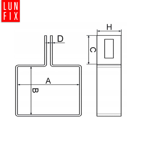 Obejma końcowa początkowa 40x60 mm grafitowa komplet