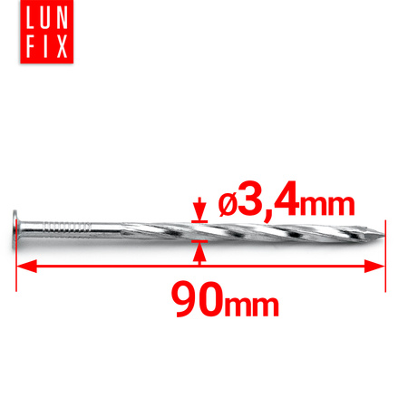 Gwoździe skręcane 3,4x90 mm 3,5" ocynkowane 1kg