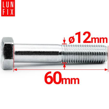 Śruba M12-060 ocynk DIN 931 kl 8.8 (1kg)