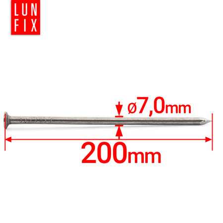 Gwoździe budowlane 7x200 mm 8 cali czarne 5kg