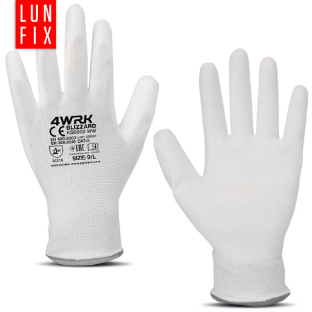 Rękawice robocze białe poliuretan 9-L 12szt (1op)