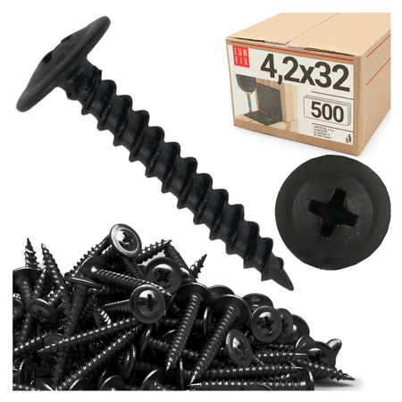 Wkręty do metalu czarne 4,2x32 fosfatowane z łbem podkładkowym 500szt.