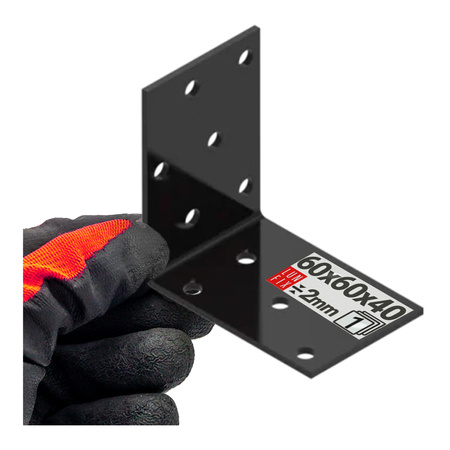 Kątownik montażowy czarny 60x60x40x2 1szt.