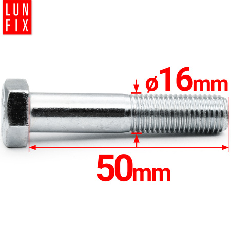 Śruba M16-050 ocynk DIN 931 kl 8.8 (1kg)