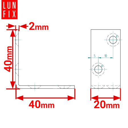Kątownik montażowy czarny 40x40x20x2 10szt.