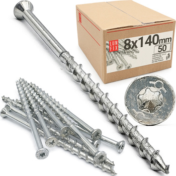 Wkręty do gazobetonu 8x140 łeb stożkowy z gniazdem TX30  50szt.