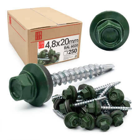 Wkręty farmerskie 4,8x20 samowiercące farmery RAL 6020 zielone WFD 250szt.