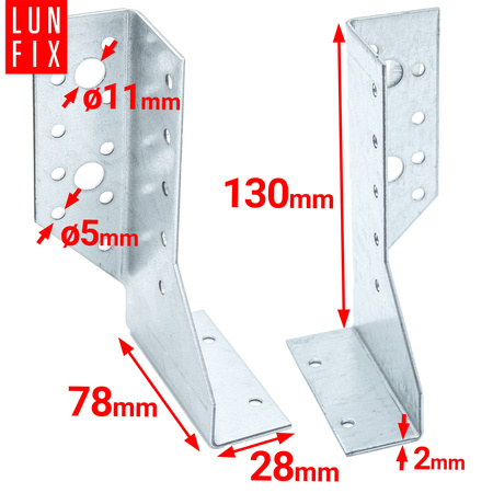 WBD130P Wieszak belki dziel 28x130x78x2 L+P (1kpl)