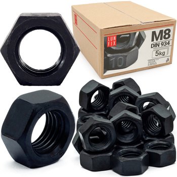 Nakrętka DIN 934 M08 kl 10 czarna (5 kg)