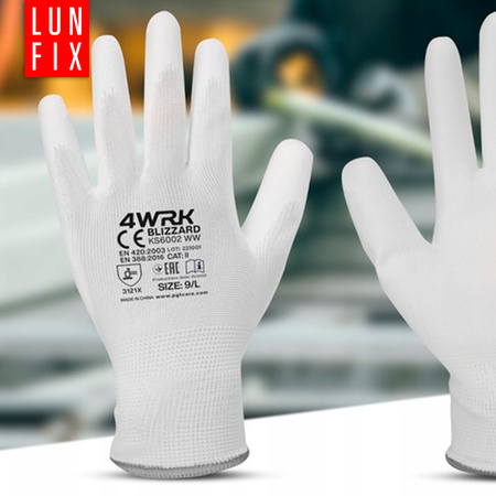 Rękawice robocze białe poliuretan 10-XL (1szt.)