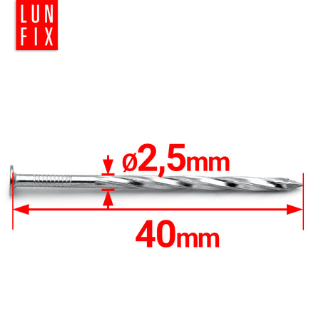 Gwoździe skręcane ocynk 2,5*40 (5kg)