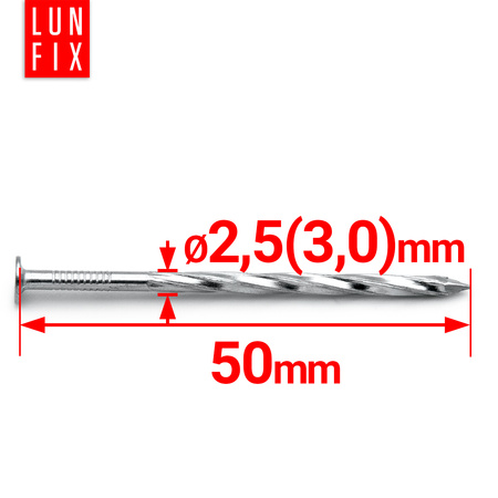 Gwoździe skręcane 2,5x50 mm 2 cale ocynkowane 1kg