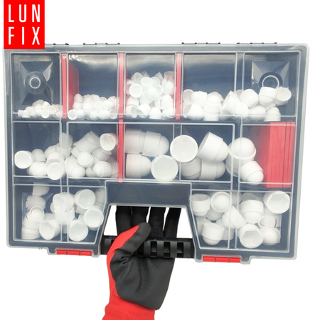 245 el. zestaw maskownic białych M5-M20 + organizer