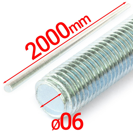 Pręt gwintowany szpilka M6 ocynkowany 2000 mm 1szt.