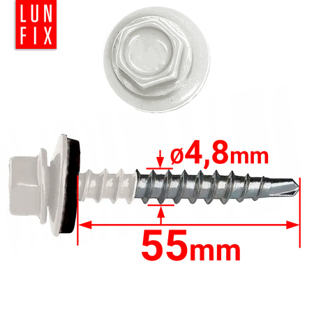 Wkręty farmerskie 4,8x55 samowiercące farmery biały ciepły 250szt.