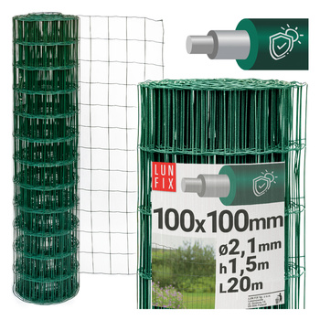 Siatka zgrzew 100*100 fi 2,1 PCV h1,5m ziel (20mb)