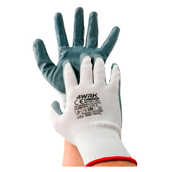Rękawice robocze białe szar nitryl 10-XL(1szt)