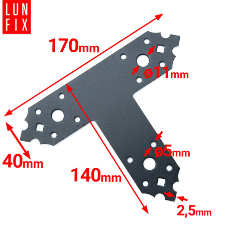 Łącznik płaski ozdobny typu "T" 170x140x40x2,5mm