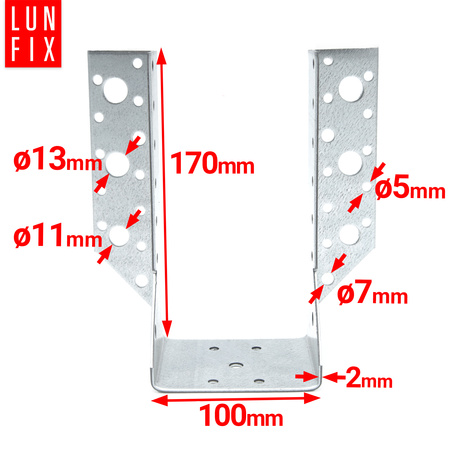 Wieszak belki 100x170 mm wspornik łącznik