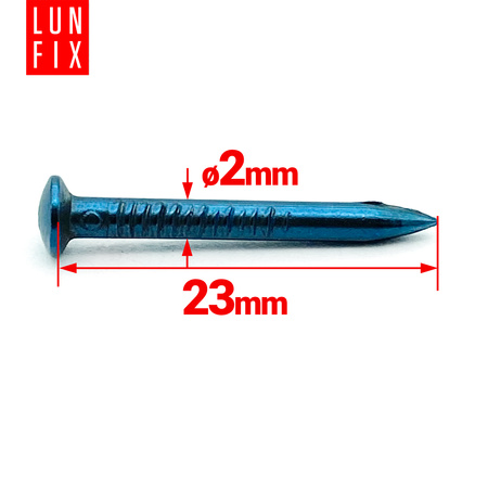 Gwoździe utwardzane 2x23mm niebieszczone 100szt.