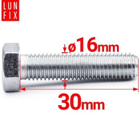Śruba M16-030 ocynk DIN 933 kl 8.8 (1kg)