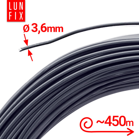 Drut naciągowy do siatki 3.6mm grafitowy ocynkowany powlekany PCV 20kg