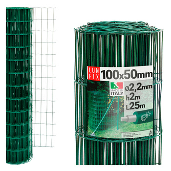 Siatka zgrzew 100*50 fi 2,2 PCV h2,0m ziel (25mb)