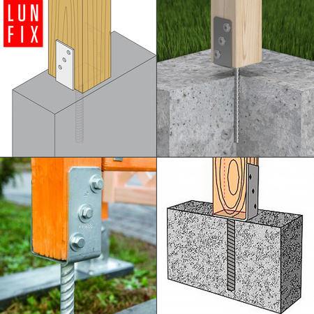 Zestaw podstawa słupa z prętem 140 mm + wkręty