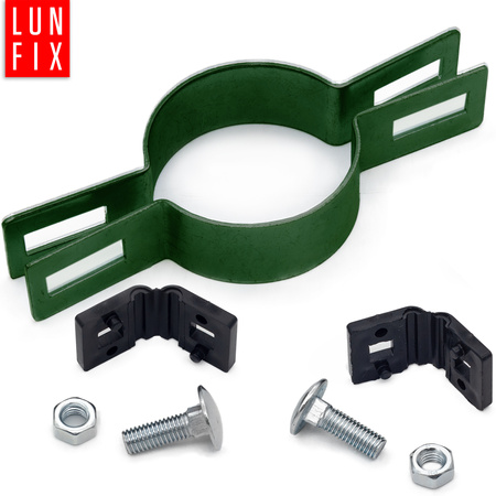 Obejma pośrednia fi48 mm do paneli ZIELONA zestaw