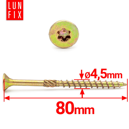 Wkręty ciesielskie stożkowe 4,5x80 do drewna KMWHT 200szt.