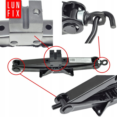 Podnośnik samochodowy trapezowy do 2t w zestawie: smar, klucz do kół i rękawiczki robocze