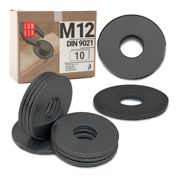 Podkładka okrągła M12 powiększona czarny ocynk DIN9021 10szt.