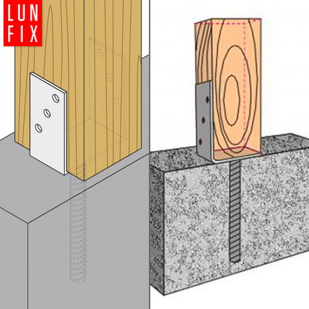 Podstawa słupa wpuszczana 60mm kotwa z prętem do betonu