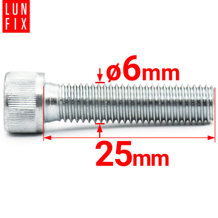 Śruba imbusowa OC DIN 912 M06x025-25 kl 8.8(1kg)
