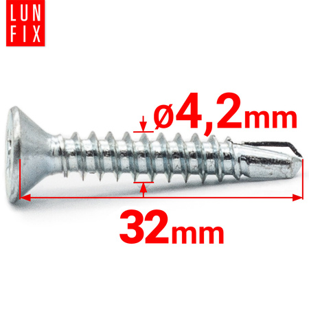 Wkręty samowiercące 4,2x32mm stożkowe ocynkowane DIN7504 500szt.