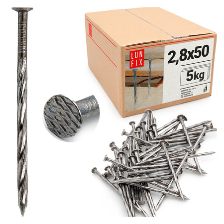 Gwoździe skręcane 2,8x50 mm 2 cale czarne 5kg